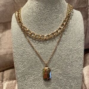 3 layer gold chain necklace pendant